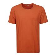 Orange Bomuld T-shirt med Brystlomme