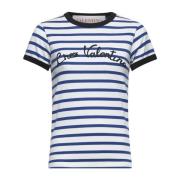 Stribet Crewneck T-shirt Elfenben Bomuld