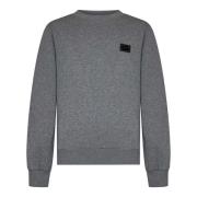 Grå Ribbet Crewneck Sweater