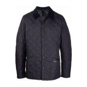 Navy Blue Quilted Jakke Klassisk Stil