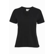 Sort V-hals T-shirt Topstil