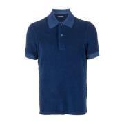 Blå Towelling-Finish Polo Shirt