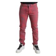 Rød Tie Dye Skinny Denim Jeans