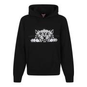 Sort Sweatshirt med Stilfuldt Broderi