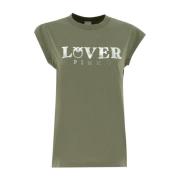 Crew-neck Bomuld T-shirt med Lover Print