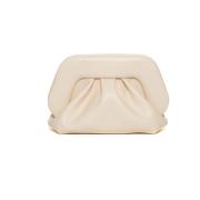 Beige Shell Læder Clutch Taske