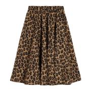 Leopard Print Flared Nederdel