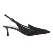 Petal mesh slingback in black