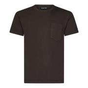 Brun Crewneck T-shirt med Brystlomme