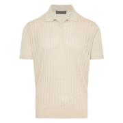 Ribbet Linned Polo Skjorte