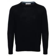 Marineblå Merinould Langærmet Sweater