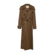 Dobbeltbrystet bomuldstwill trenchcoat