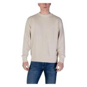 Beige Langærmet Sweatshirt Rund Hals