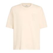 Beige Bomuld T-shirt med Frontlogo