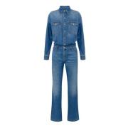 Denim jumpsuit med palazzo bukser