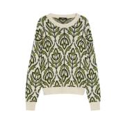 Grøn Jacquard Sweater Comica Stil