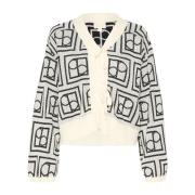 Monogram Cardigan Hvid Sort Strik