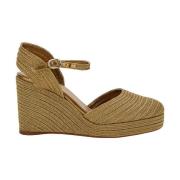 Beige Wedge Sneakers med Ankelrem