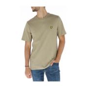 Beige Bomuld Rund Hals T-Shirt