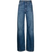 Højtaljede brede ben denim jeans