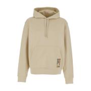 Beige Logo Hoodie Bomuld Sweater