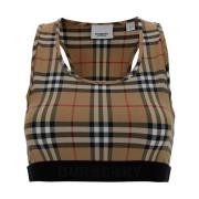 Vintage Check Sports Bra Crop Top