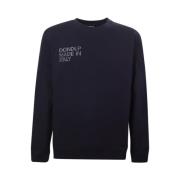 Blå Crew-neck Sweatshirt med Logo Print