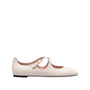 Hvide Læder Ballet Flats Sko