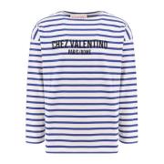 Stribet bomuldst-shirt med Paris/Rome print