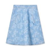 Denim Stelly Nederdel - Lys Denim/Blomsterprint