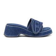 Sa-Oval D Pf W - Denim slide sandaler med Oval D rem