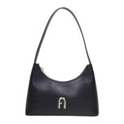 Sort læder diamant hobo taske