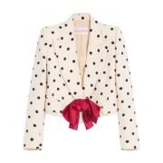 Beige Polka Dot Jakke Knappelukning