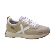 Beige Micro-Perforerede Sneakers med Ruskindsdetaljer