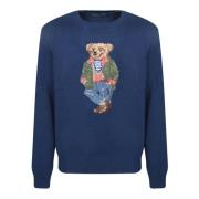 Sweater med broderet bamse