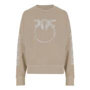 Bomuld Crew Neck Logo Sweatshirt Beige