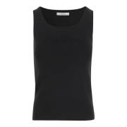 Sort Viskose Crepe Slim Fit Top