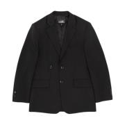 Sort Klassisk Revers Blazer Jakke