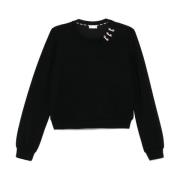 Sort Crew Neck Sweater Ribbet Kant