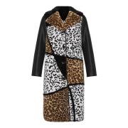 Blandet Print Vendbar Falsk Pels Frakke Flavia - Leopard