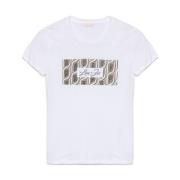 Hvid Logo Print Crew Neck T-shirt