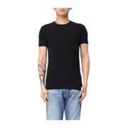 Stretch bomuld jersey T-shirt med brystlogo