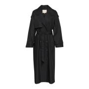 Klassisk Trenchcoat Jakke Sort Dyb