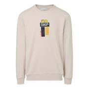 Pudder hvid crewneck sweatshirt i scuba stof og logo