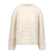 Krem Uldblanding Broderet Sweater