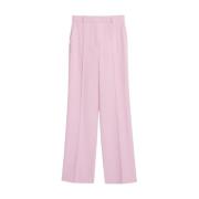 Straight Leg Wool Satin Trousers