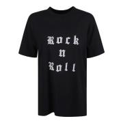 Strass Bomuld T-shirt med Rock and Roll Stil