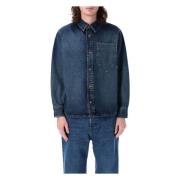 Blå Denim Overshirt Malingpletter