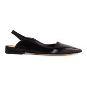 Sort læder slingback sandaler spids design