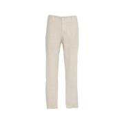 Beige Wide Leg Linen Trousers